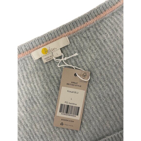 Boden Womens Sweater Large L Light Blue Puff Sleeve Knit Wool Blend K0648 NWT - Picture 6 of 11